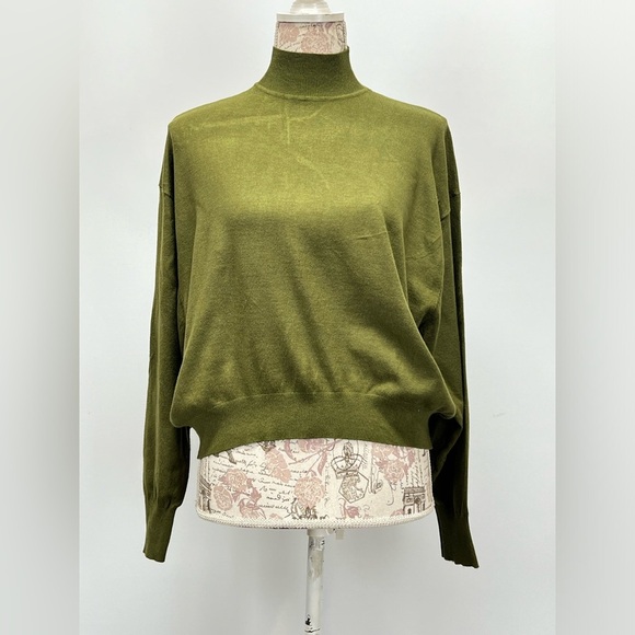 ZARA‎ Sap Green dolman sleeve mock neck sweater size S - Picture 1 of 14
